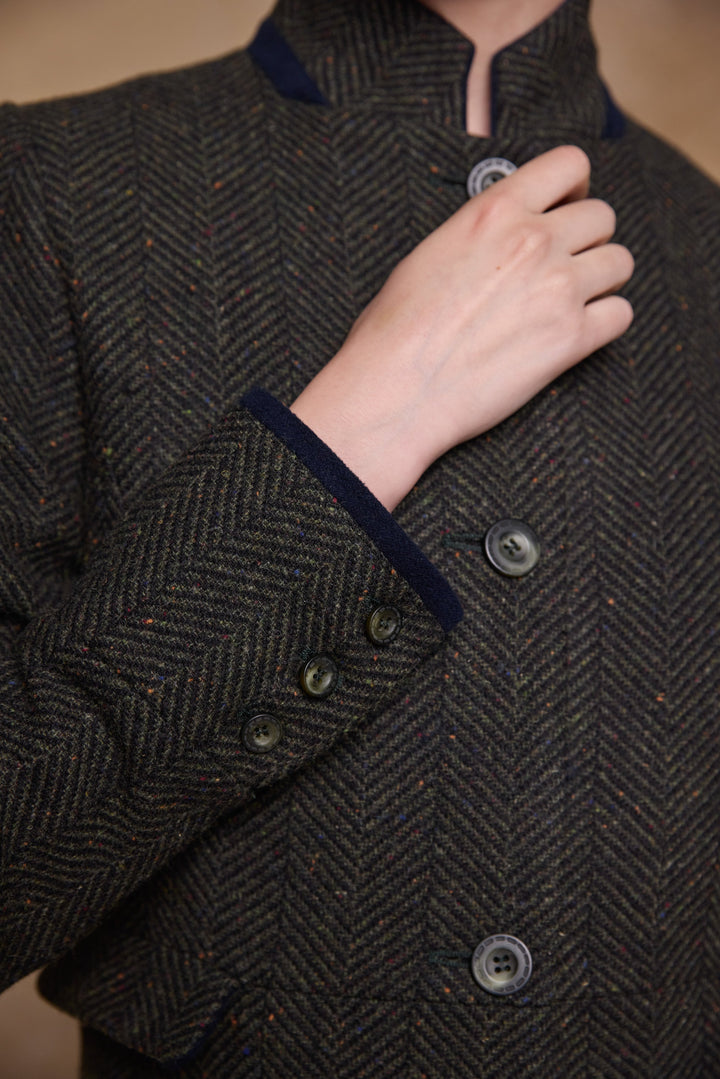 Pamela Tweed Coat - Donegal Pine Herringbone