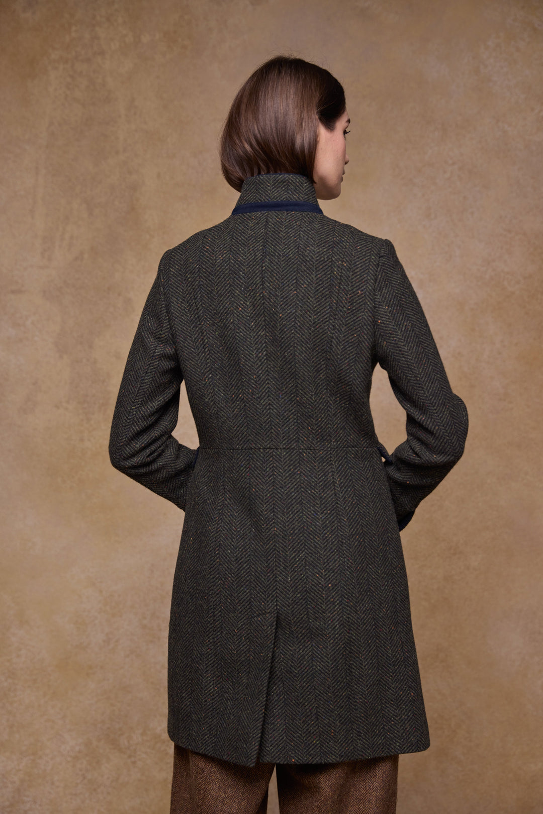 Pamela Tweed Coat - Donegal Pine Herringbone