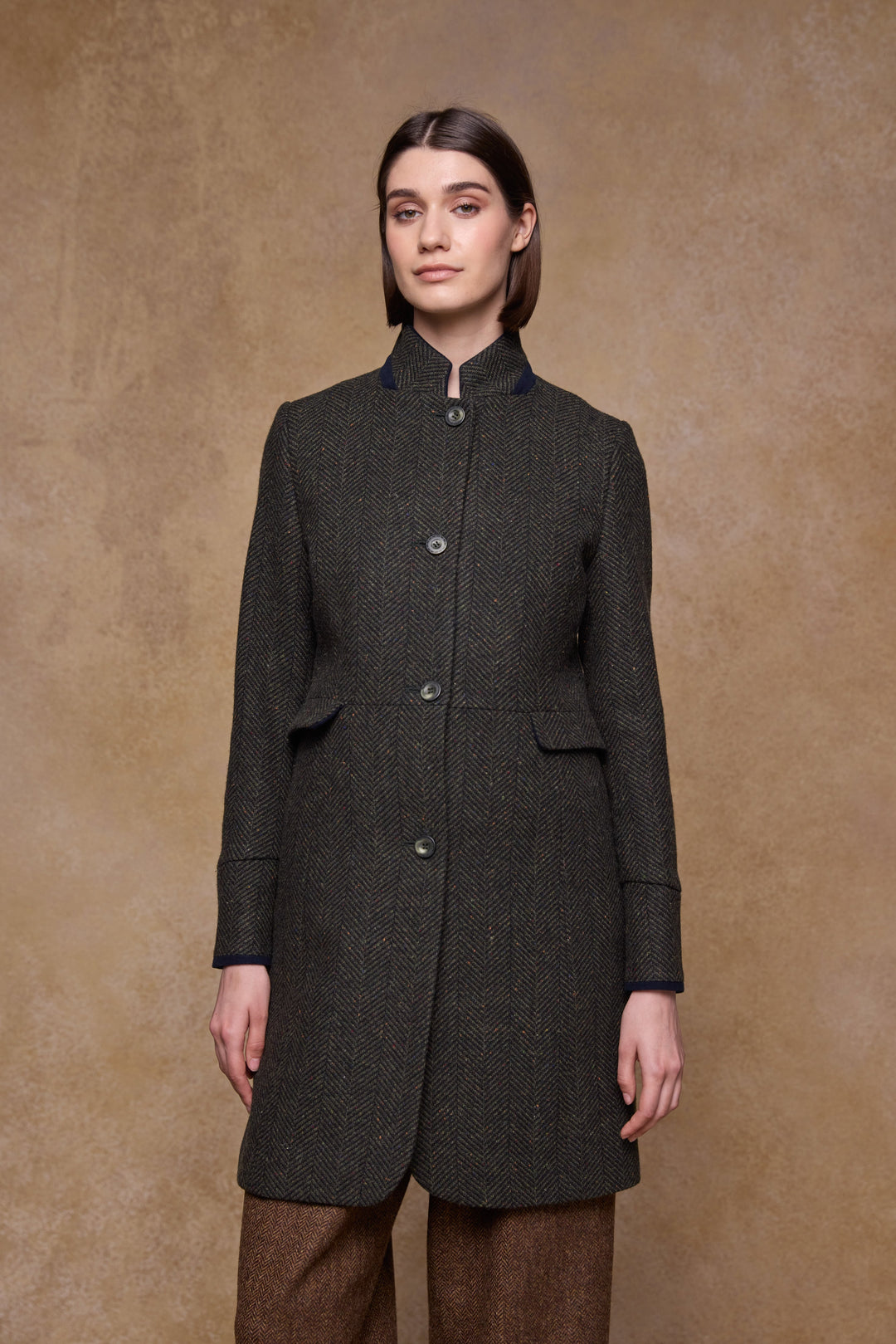 Pamela Tweed Coat - Donegal Pine Herringbone