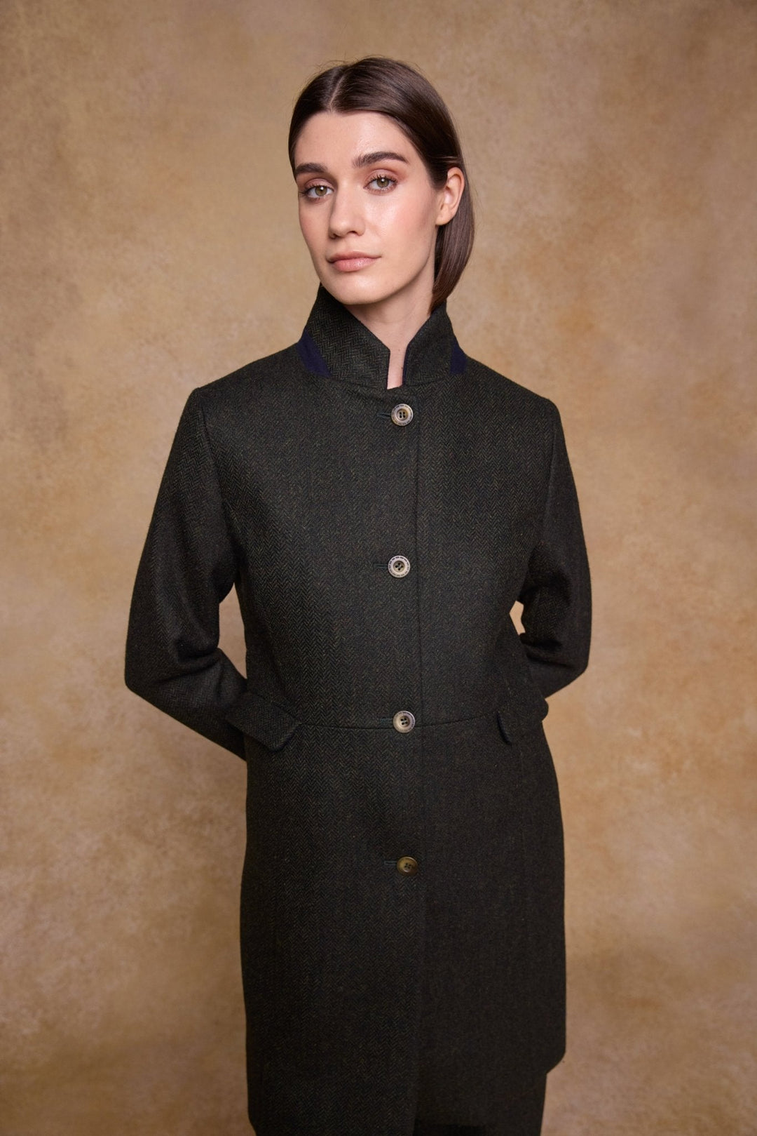 Jack Murphy Ireland - Pamela Tweed Coat - Green Herringbone - Tweed