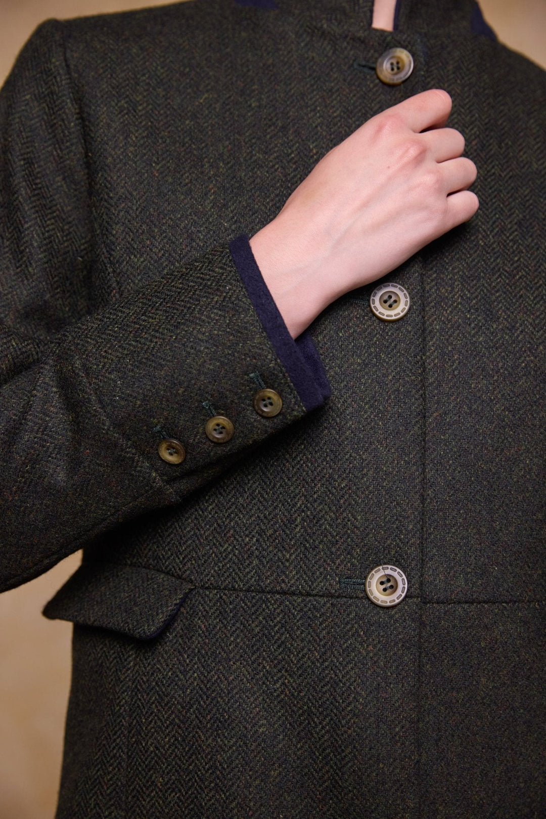 Jack Murphy Ireland - Pamela Tweed Coat - Green Herringbone - Tweed