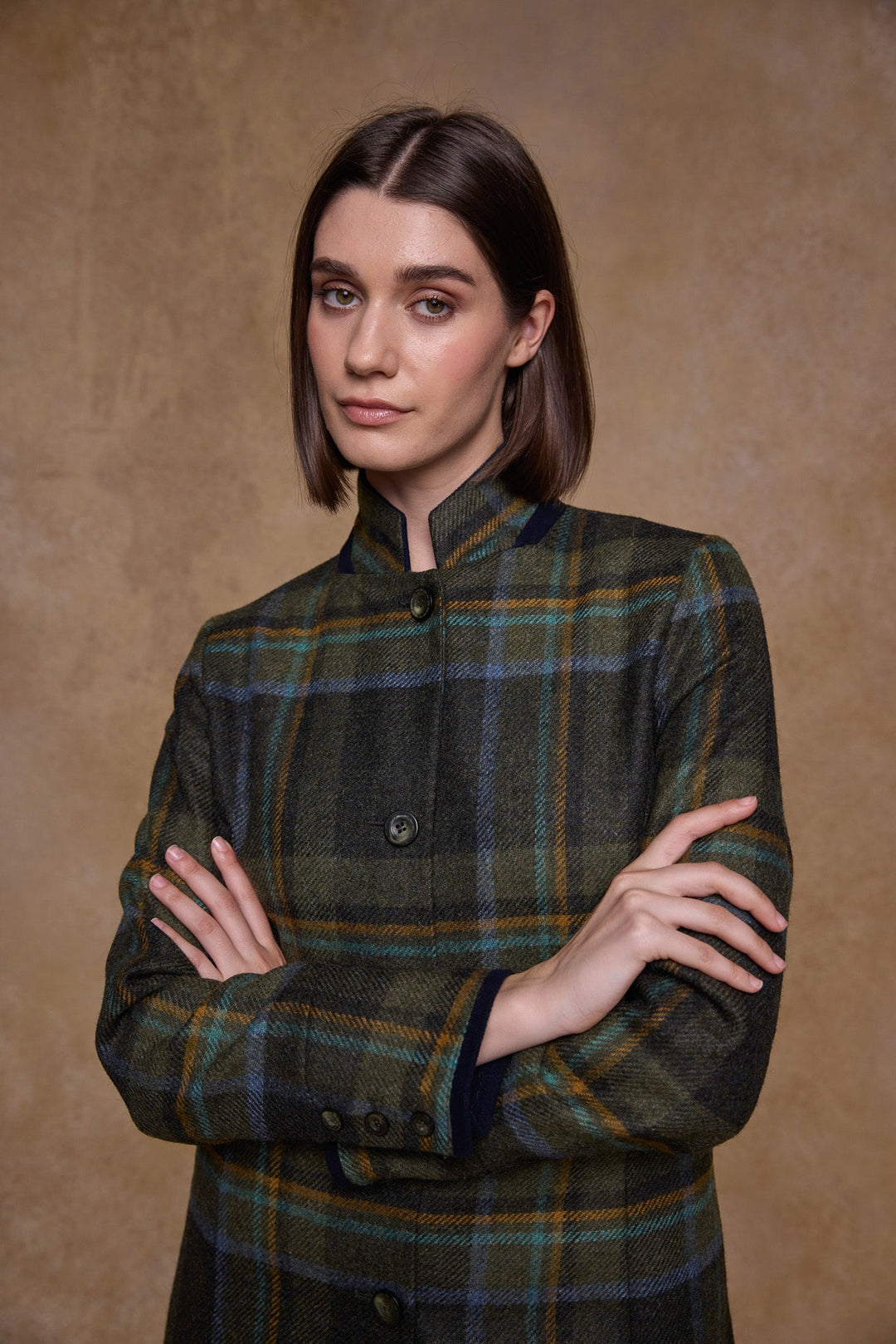 Pamela Tweed Coat - Sage & Emerald Check