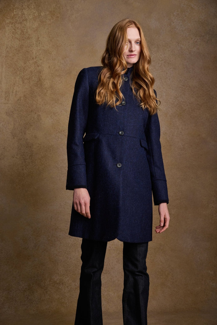Jack Murphy Ireland - Pamela Tweed Coat - Navy Herringbone - Tweed