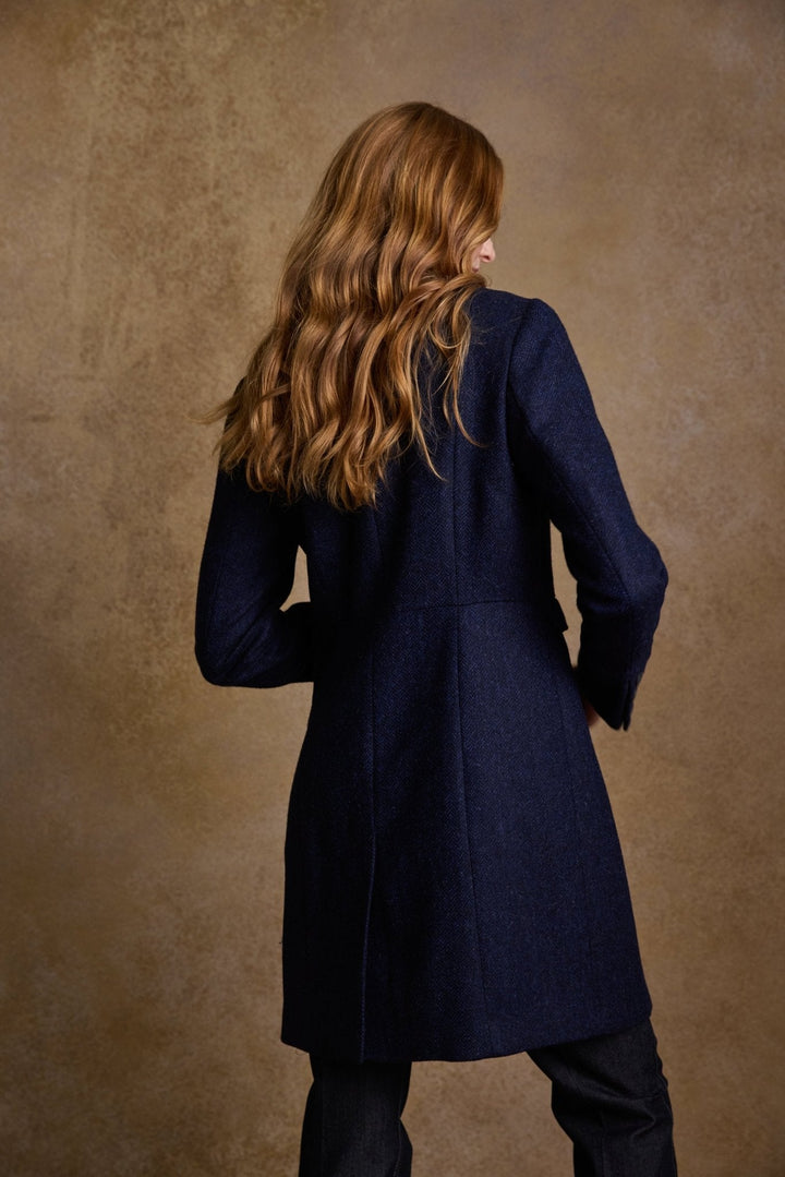 Jack Murphy Ireland - Pamela Tweed Coat - Navy Herringbone - Tweed