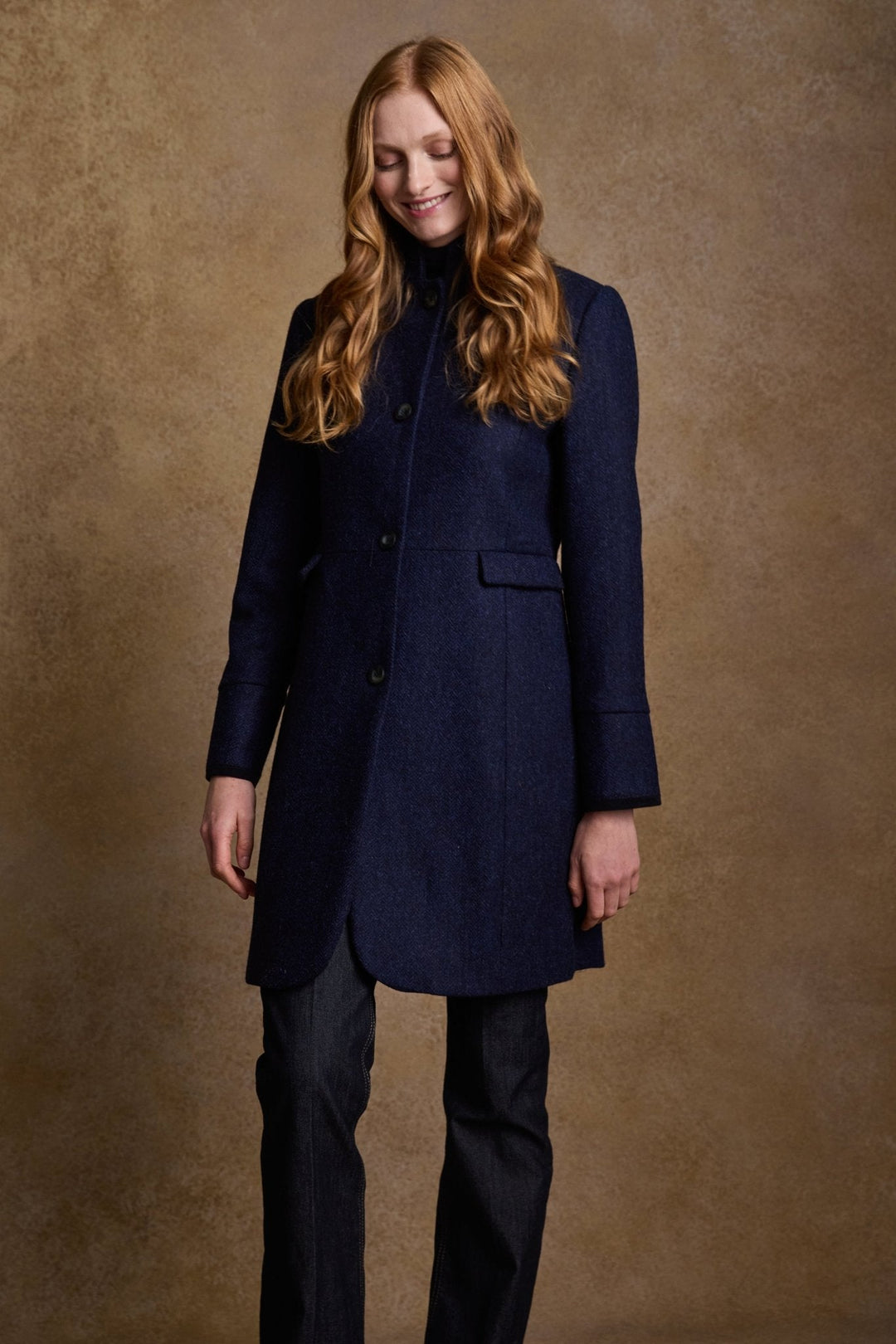 Jack Murphy Ireland - Pamela Tweed Coat - Navy Herringbone - Tweed