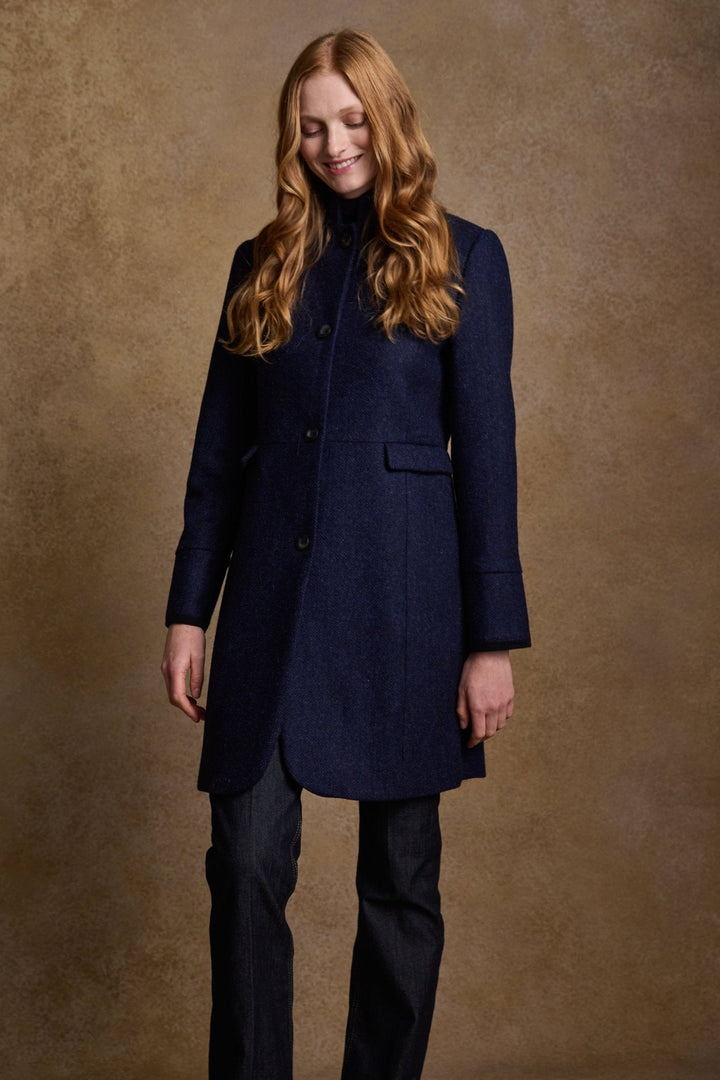 Jack Murphy Ireland - Pamela Tweed Coat - Navy Herringbone - Tweed