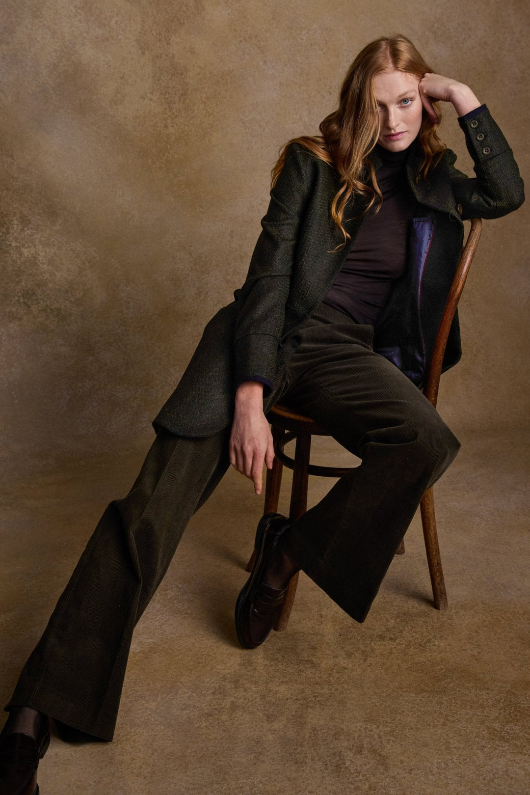 Jack Murphy Ireland - Pamela Tweed Coat - Green Herringbone - Tweed