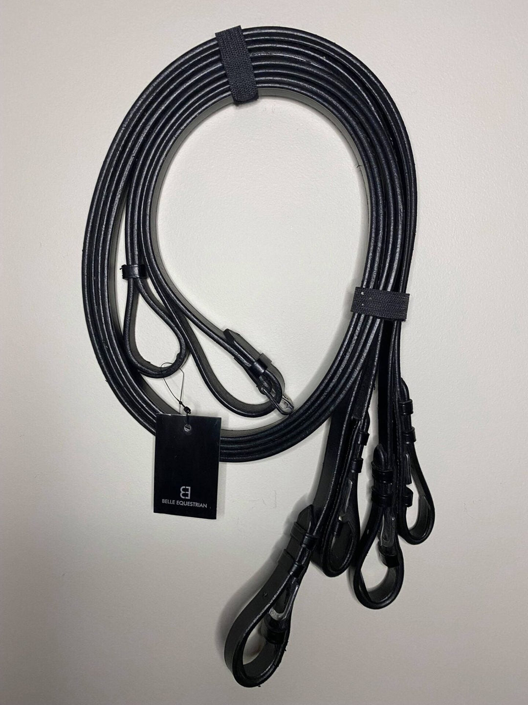 Belle Black Flat Leather Set of Reins (Non-Patent)