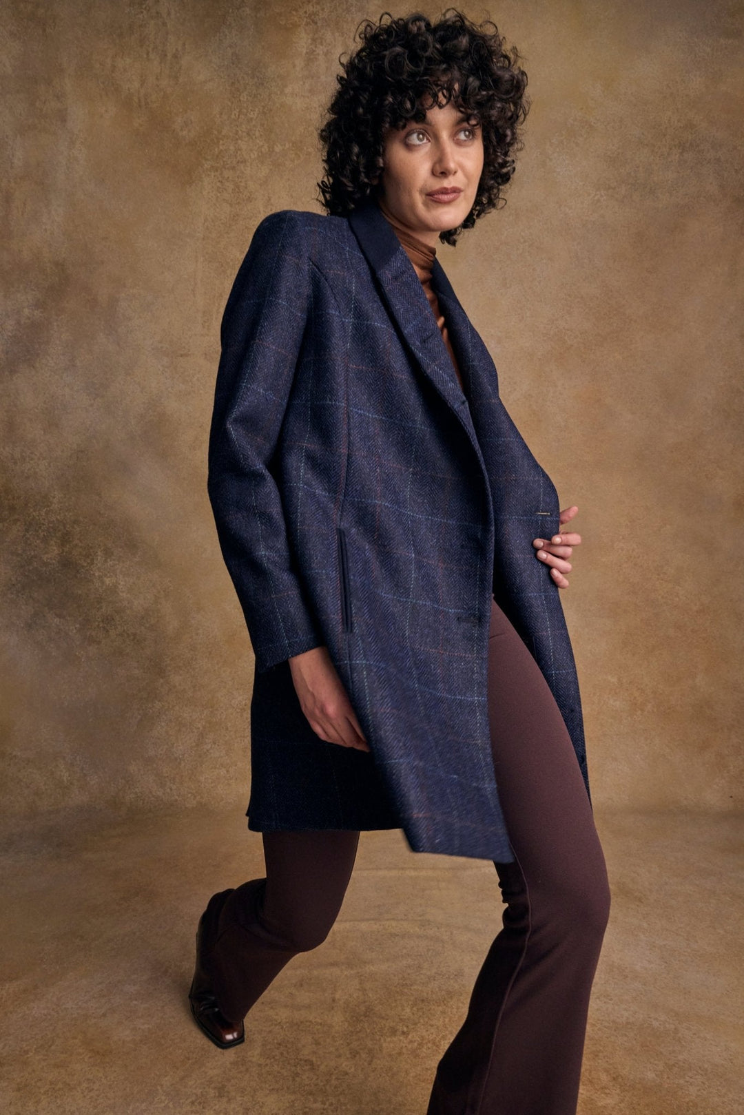 Jack Murphy Ireland - Robin Tweed Coat - Navy Windowpane - Tweed