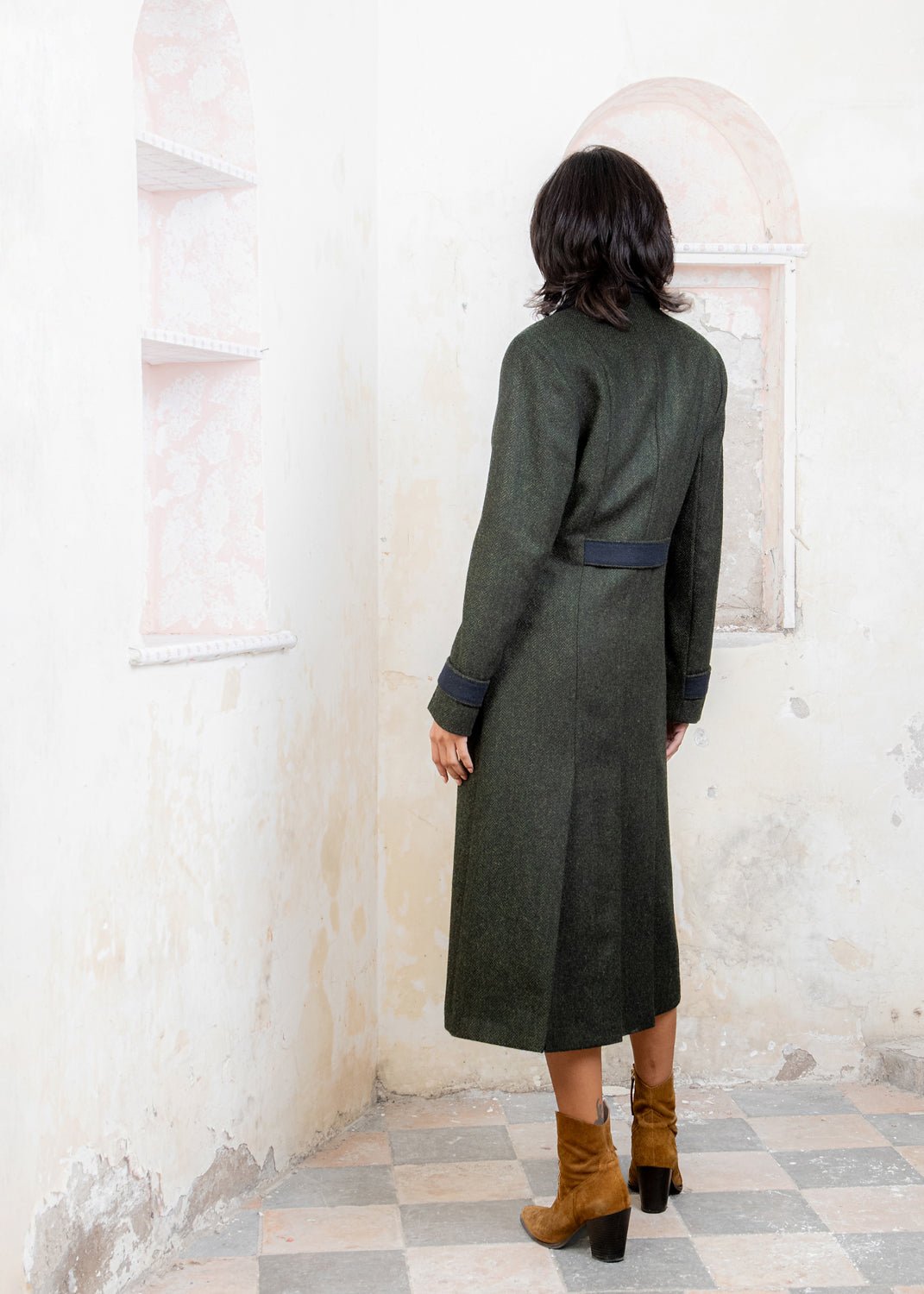 Jack Murphy Ireland - Fran Tweed Coat - Deep Green Herringbone - Tweed