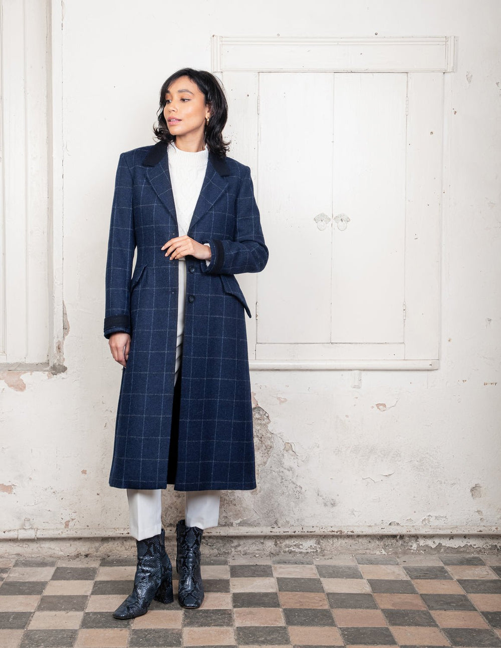 Jack Murphy Ireland - Fran Tweed Coat - Navy Check - Tweed