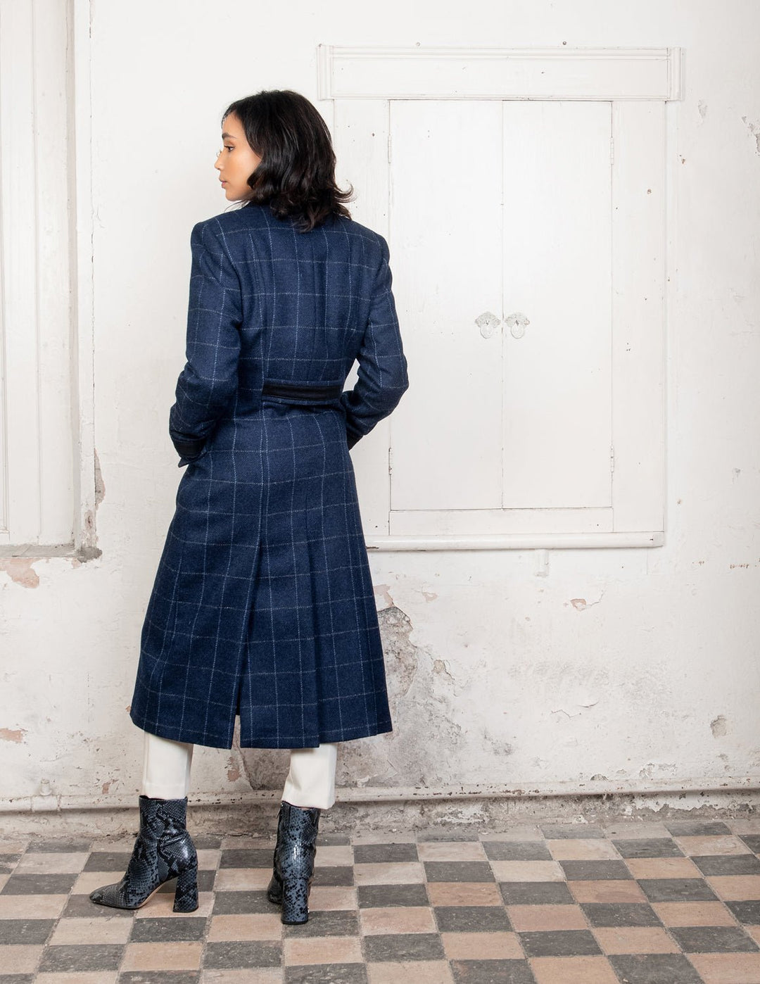 Jack Murphy Ireland - Fran Tweed Coat - Navy Check - Tweed