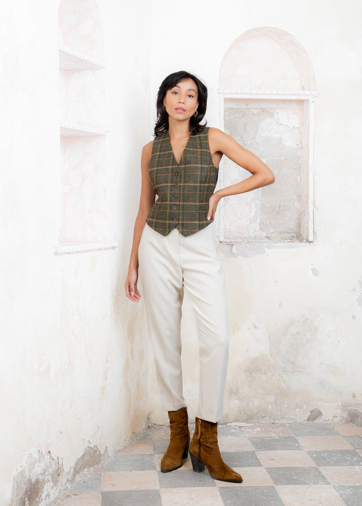 Jack Murphy Ireland - Heidi Tweed Waistcoat - Country Green Check - Tweed