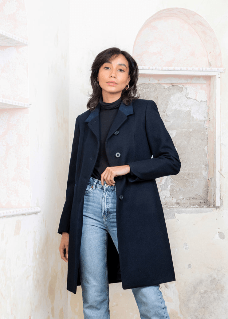 Jack Murphy Ireland - Isabella Tweed Coat - Navy Melton - Tweed