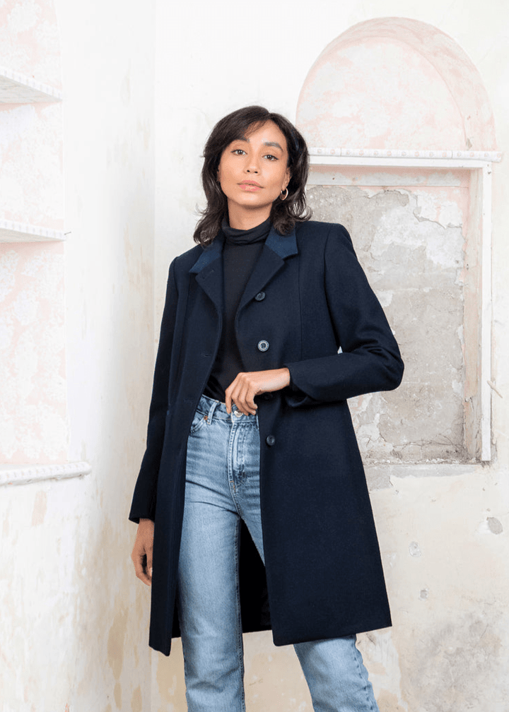 Jack Murphy Ireland - Isabella Tweed Coat - Navy Melton - Tweed