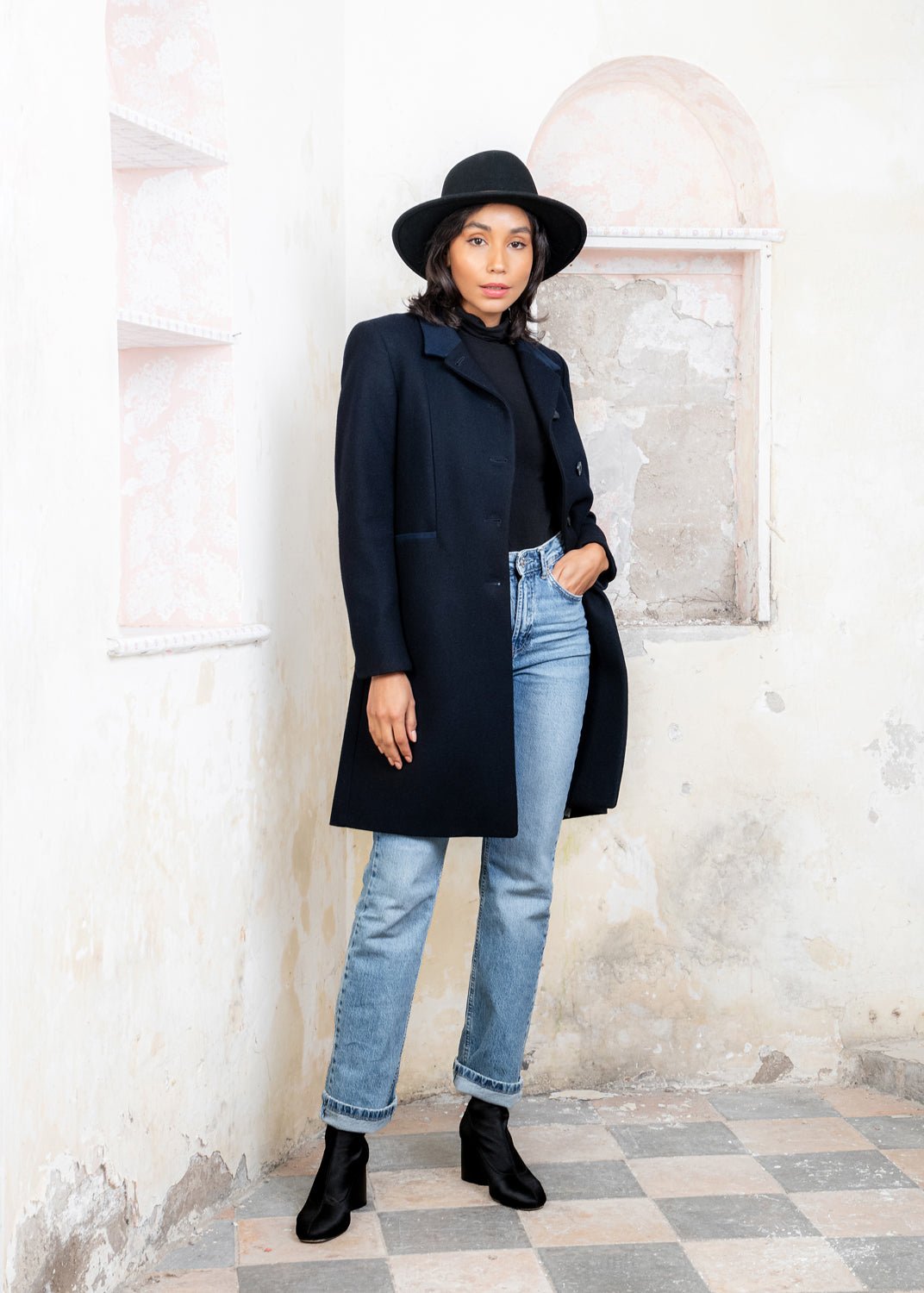 Jack Murphy Ireland - Isabella Tweed Coat - Navy Melton - Tweed