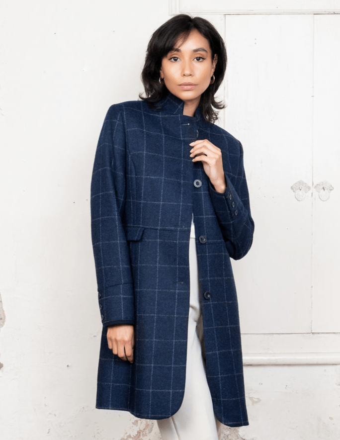 Jack Murphy Ireland - Pamela Tweed Coat - Navy Check - Tweed