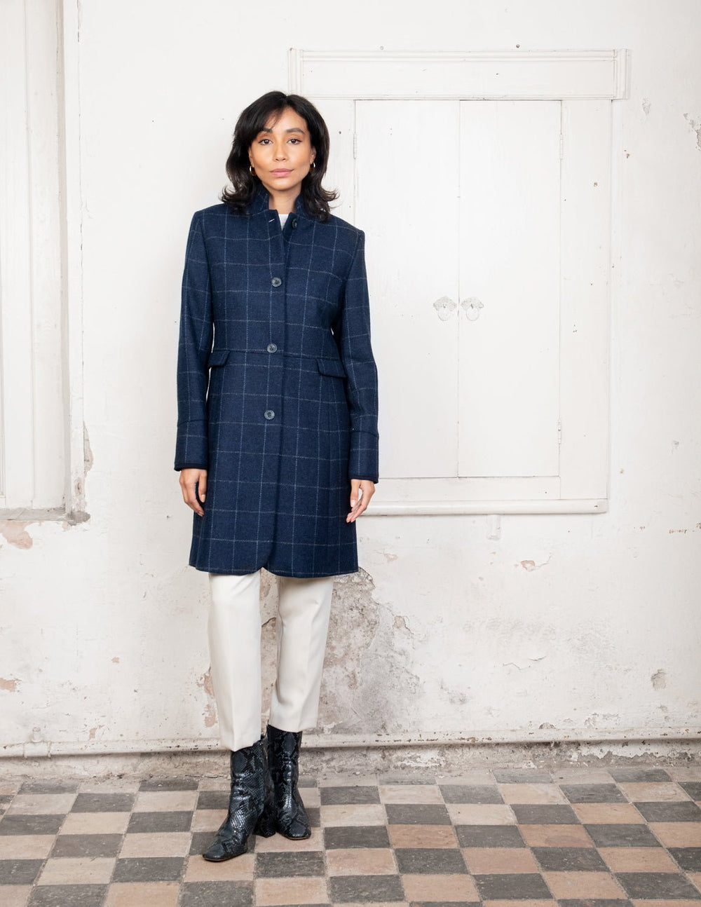 Jack Murphy Ireland - Pamela Tweed Coat - Navy Check - Tweed