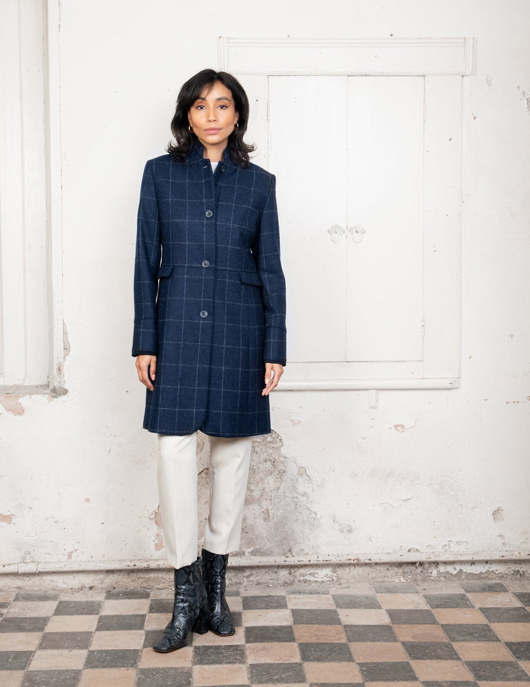 Jack Murphy Ireland - Pamela Tweed Coat - Navy Check - Tweed