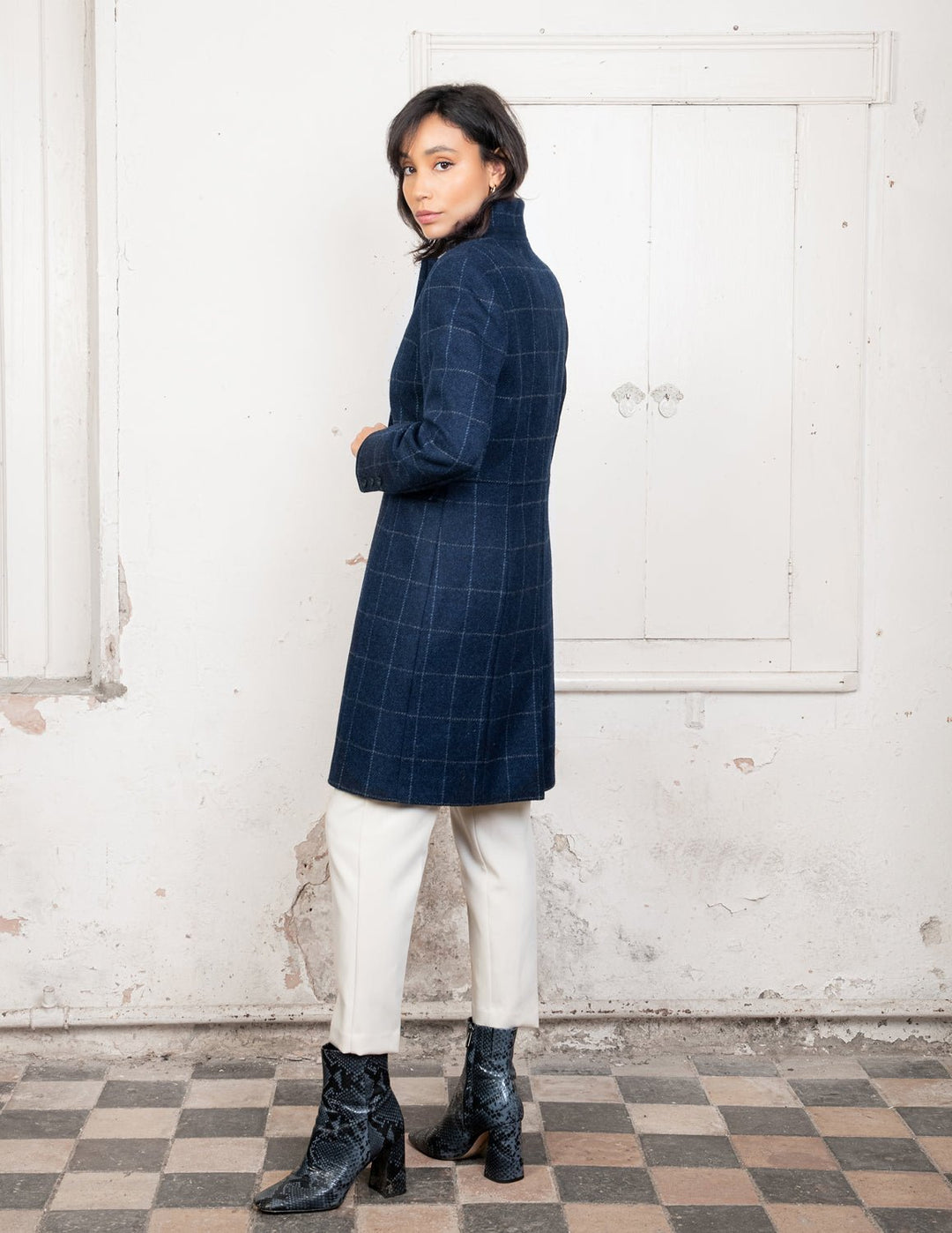 Jack Murphy Ireland - Pamela Tweed Coat - Navy Check - Tweed