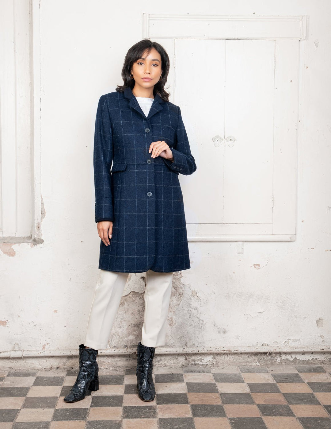 Jack Murphy Ireland - Pamela Tweed Coat - Navy Check - Tweed