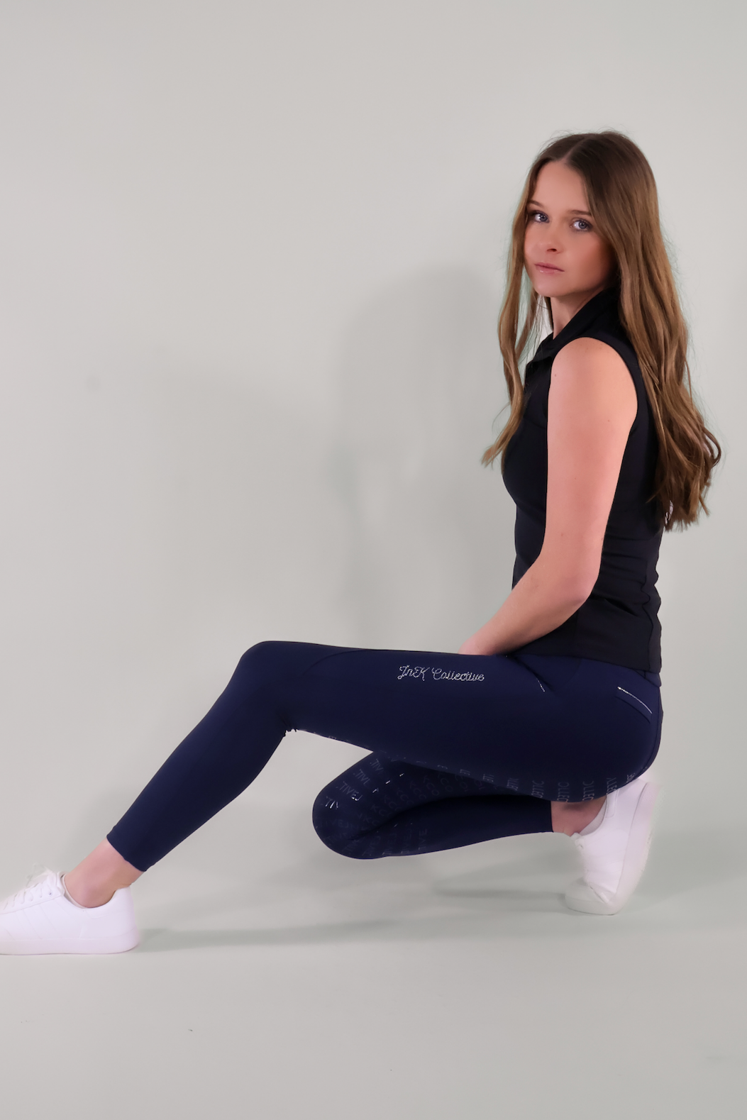 Diamond Hybrid Tights-Navy