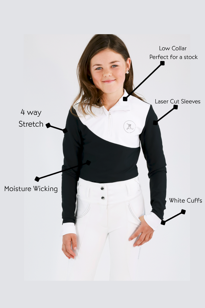 Elite Competition Long Sleeve- Snow White and Black