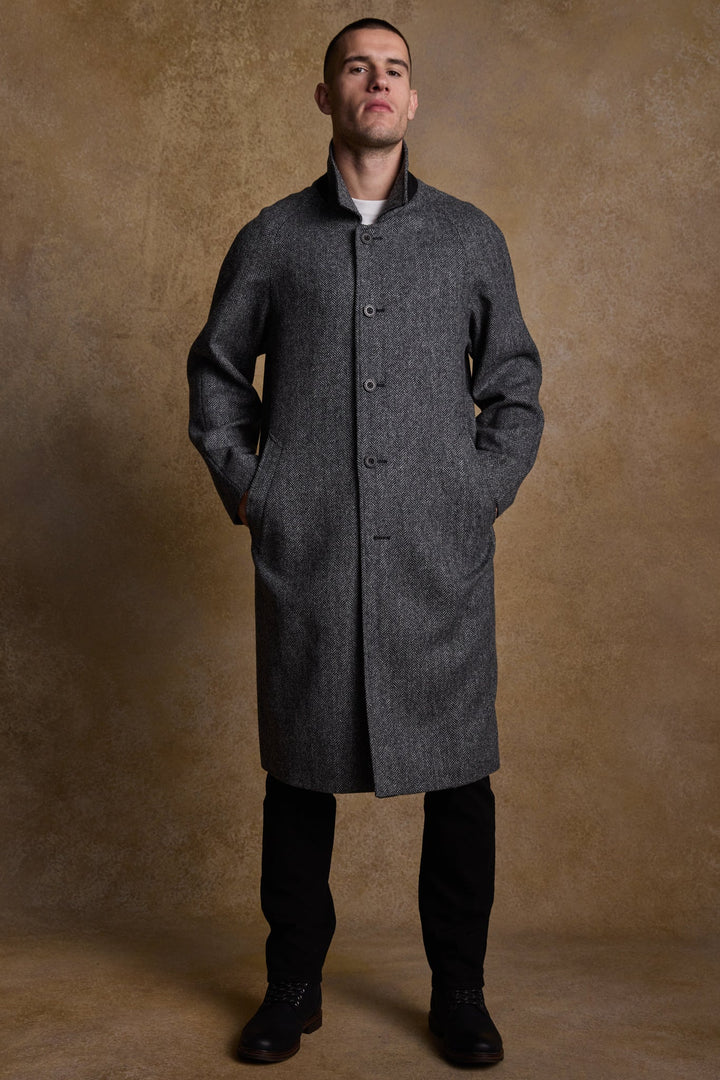 Jack Murphy Ireland - Sean Tweed Coat - Charcoal Wide Herringbone - Tweed