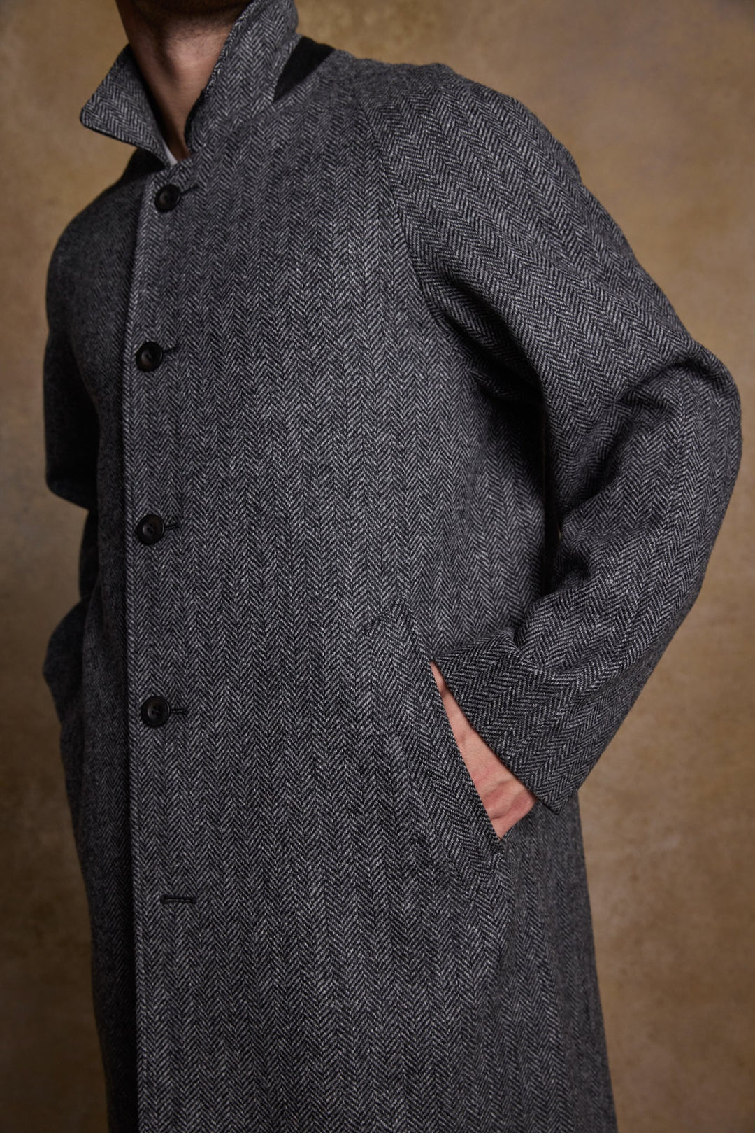Jack Murphy Ireland - Sean Tweed Coat - Charcoal Wide Herringbone - Tweed