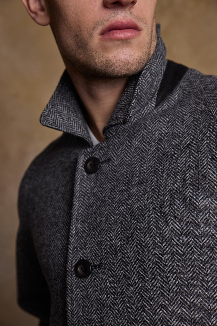 Jack Murphy Ireland - Sean Tweed Coat - Charcoal Wide Herringbone - Tweed