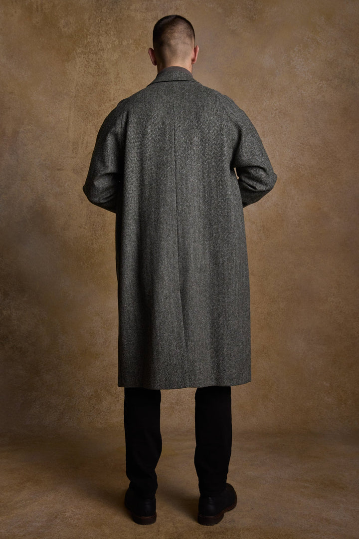 Jack Murphy Ireland - Sean Tweed Coat - Olive Wide Herringbone - Tweed