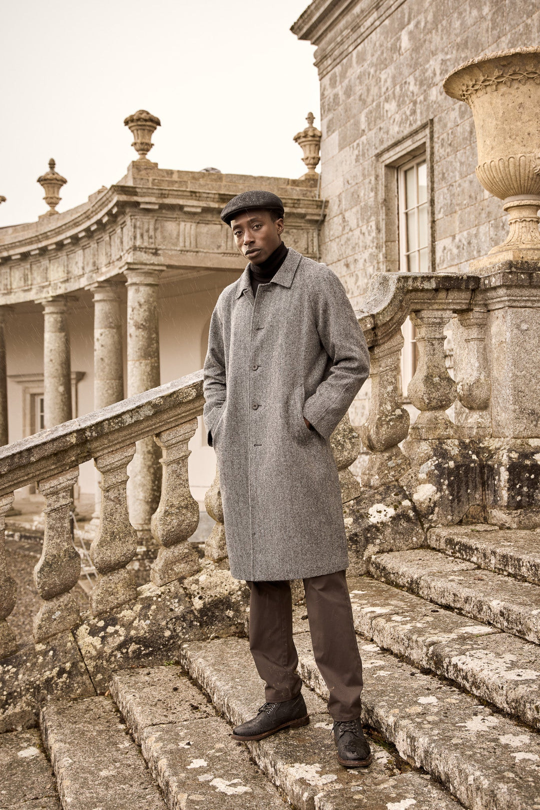 Sean Tweed Coat - Charcoal Herringbone by Jack Murphy - view 9