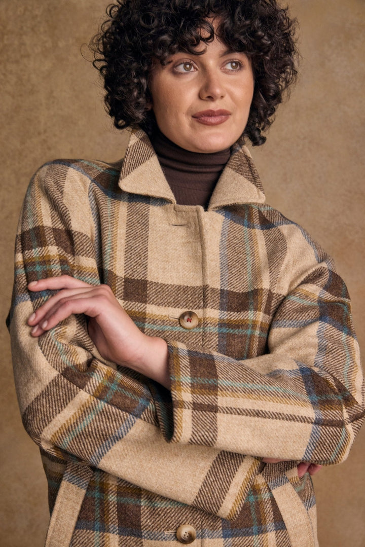 Jack Murphy Ireland - Shauna Tweed Coat - Cream Block Check - Tweed