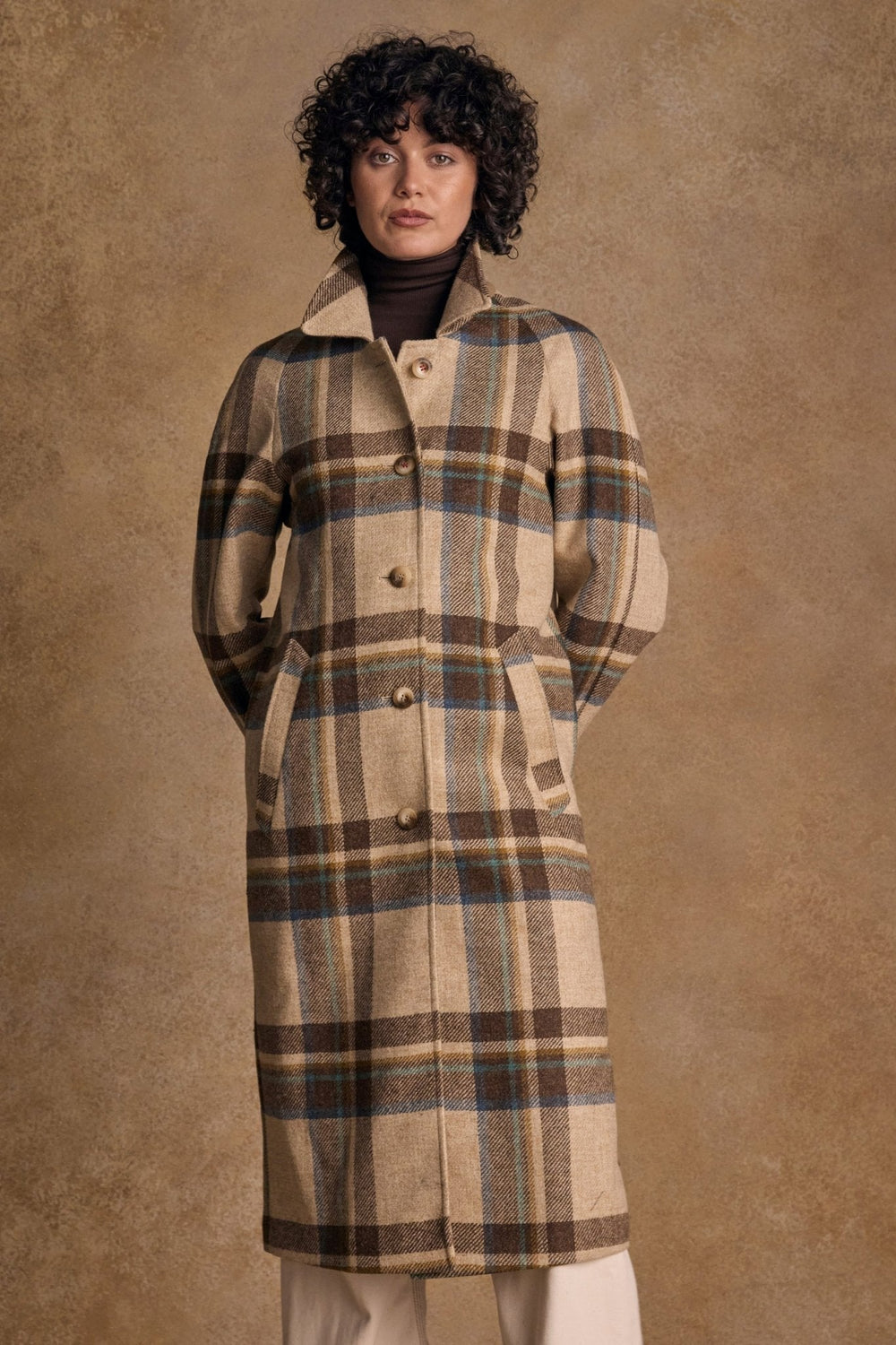 Jack Murphy Ireland - Shauna Tweed Coat - Cream Block Check - Tweed