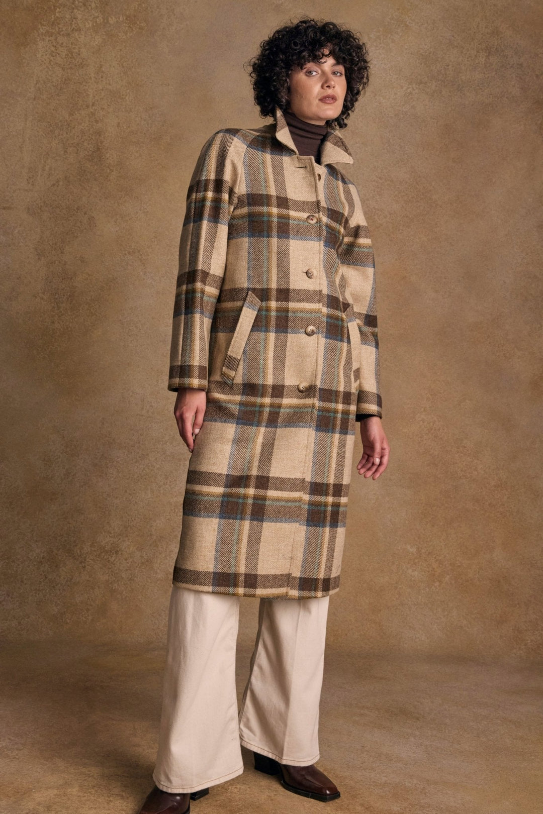 Jack Murphy Ireland - Shauna Tweed Coat - Cream Block Check - Tweed