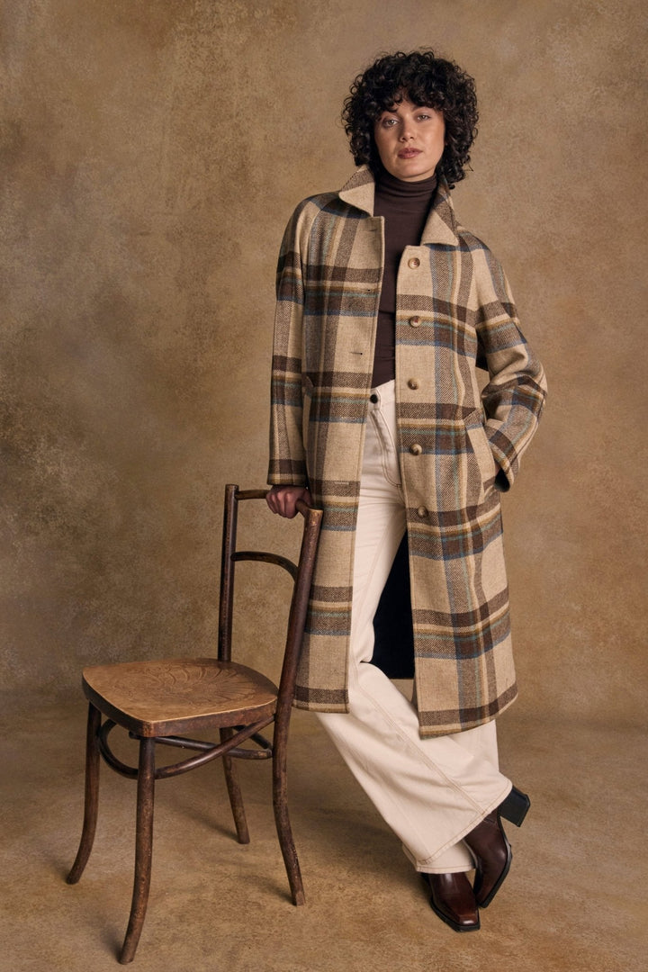Jack Murphy Ireland - Shauna Tweed Coat - Cream Block Check - Tweed
