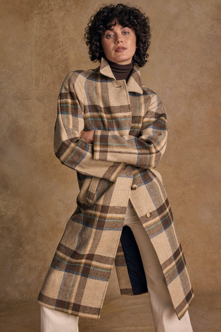 Jack Murphy Ireland - Shauna Tweed Coat - Cream Block Check - Tweed