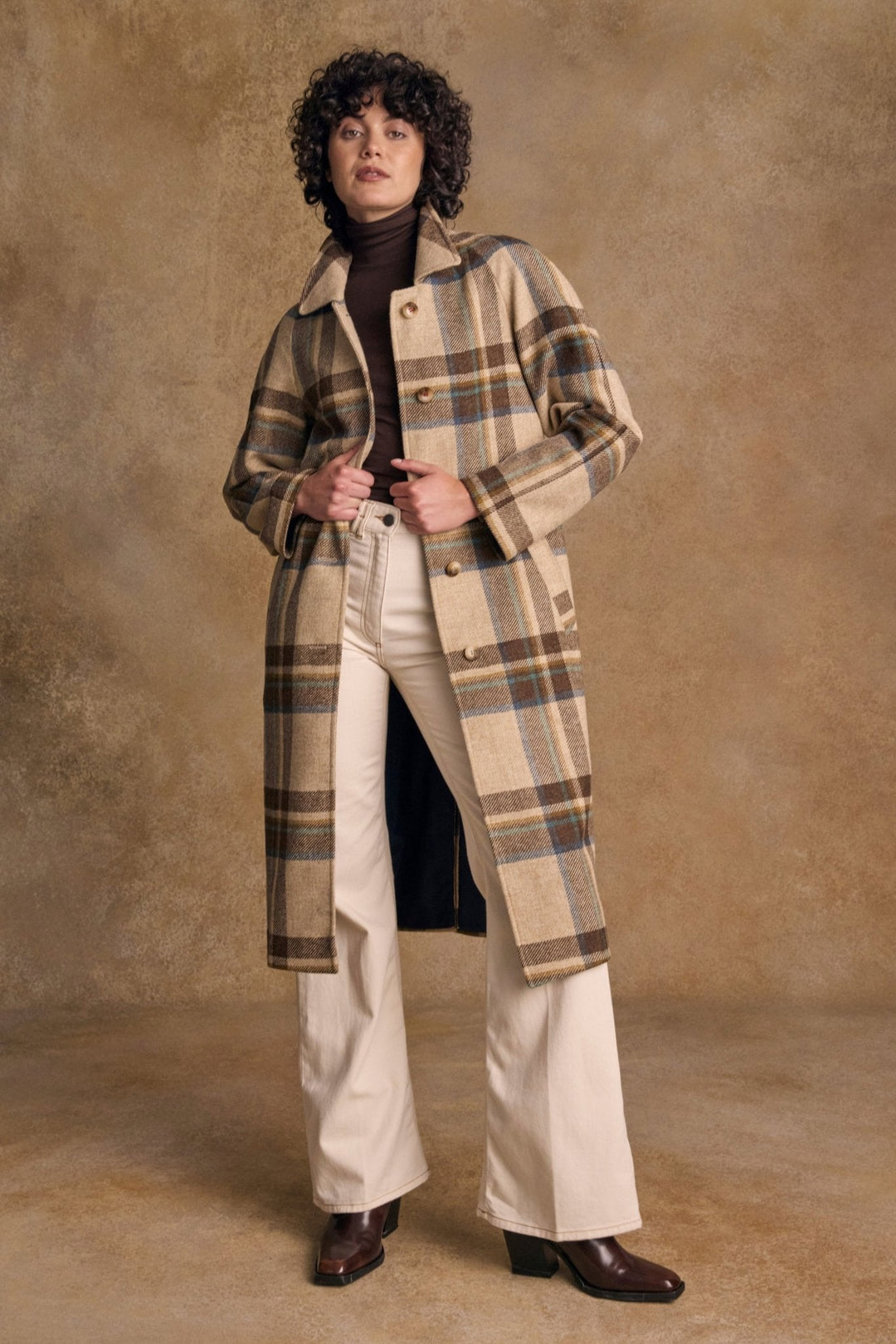 Jack Murphy Ireland - Shauna Tweed Coat - Cream Block Check - Tweed