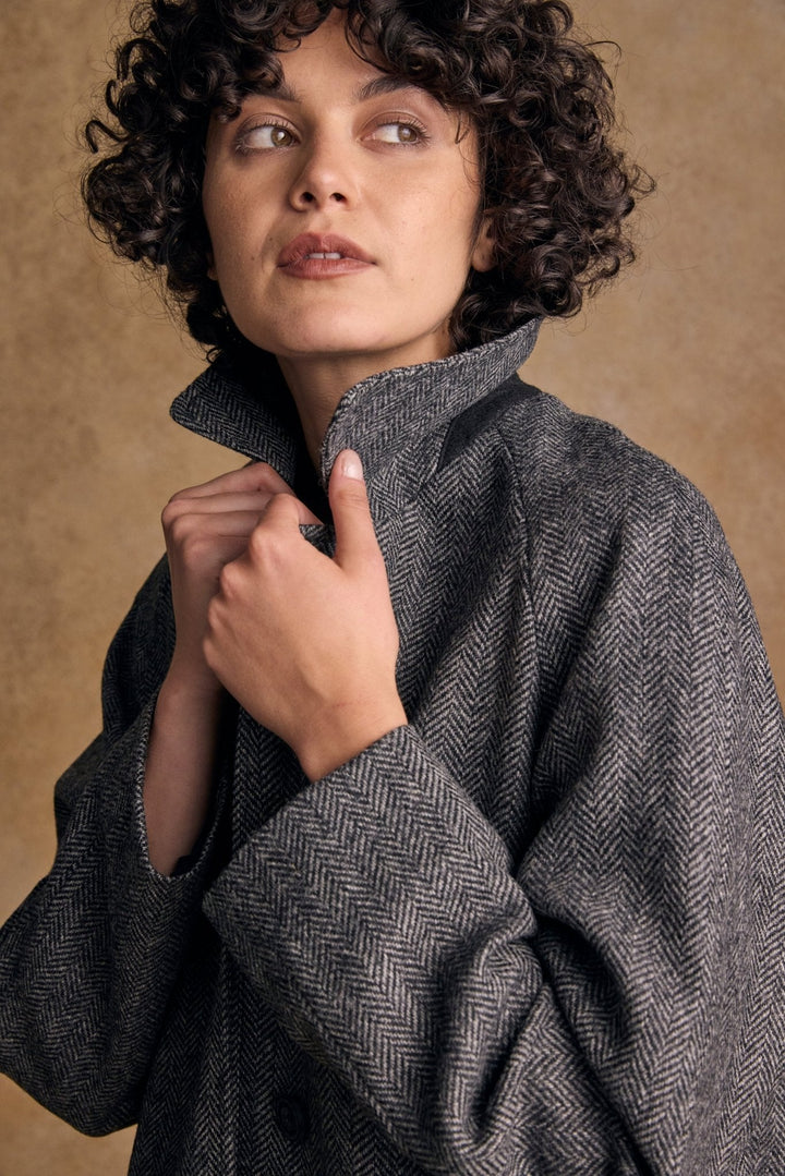 Jack Murphy Ireland - Shauna Tweed Coat - Grey Herringbone - Tweed