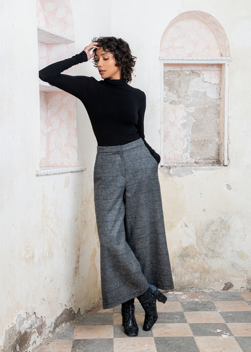 Jack Murphy Ireland - Enya Tweed Culottes - Grey Check - Tweed