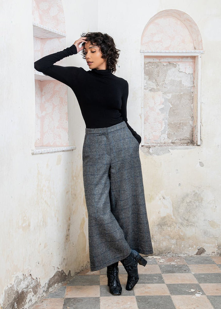 Jack Murphy Ireland - Enya Tweed Culottes - Grey Check - Tweed