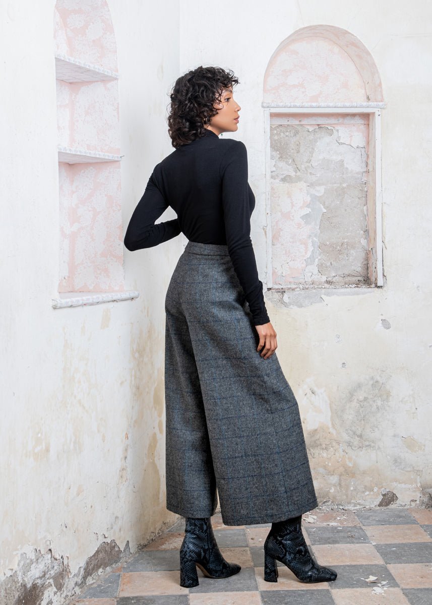 Jack Murphy Ireland - Enya Tweed Culottes - Grey Check - Tweed