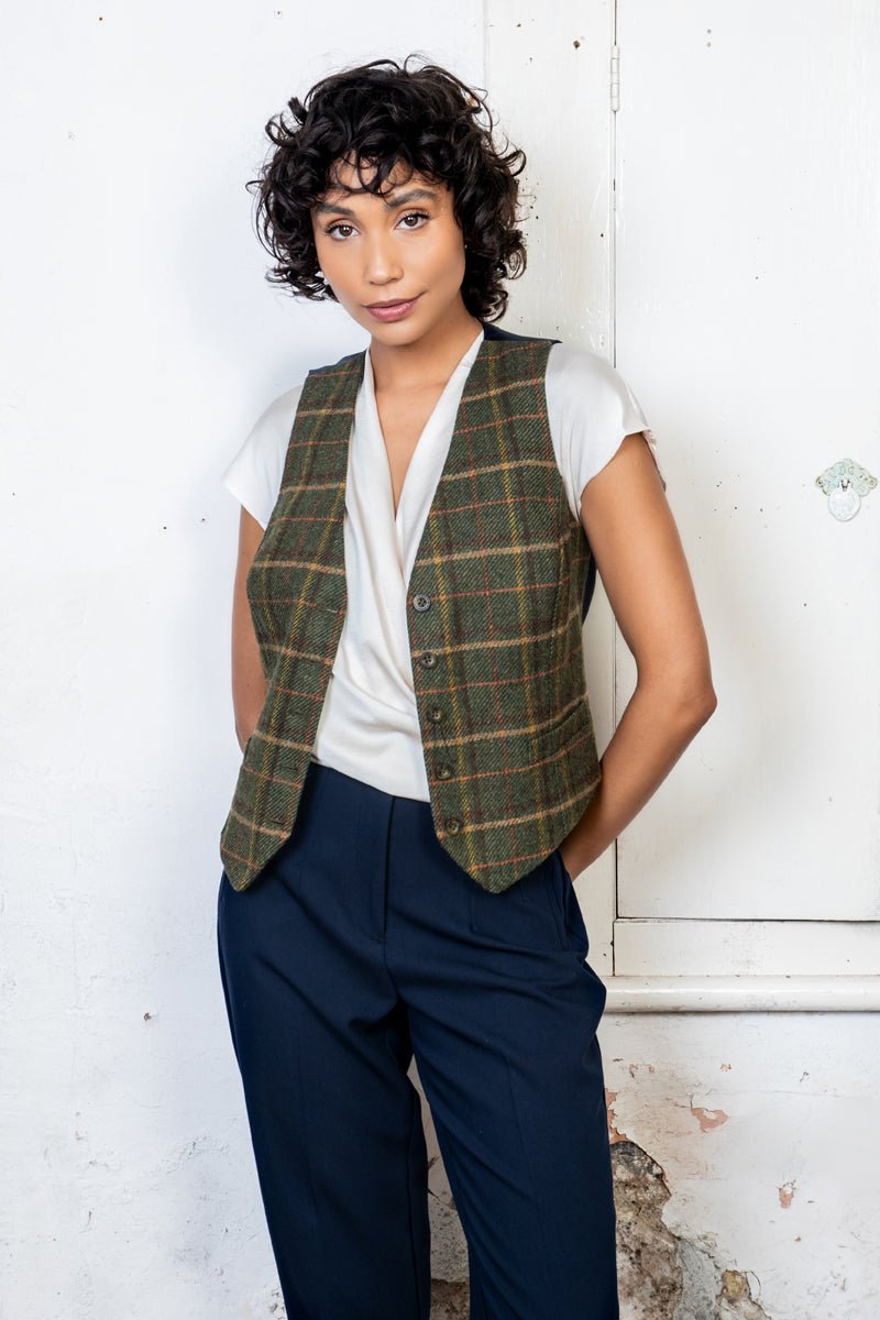 Jack Murphy Ireland - Heidi Tweed Waistcoat - Country Green Check - Tweed