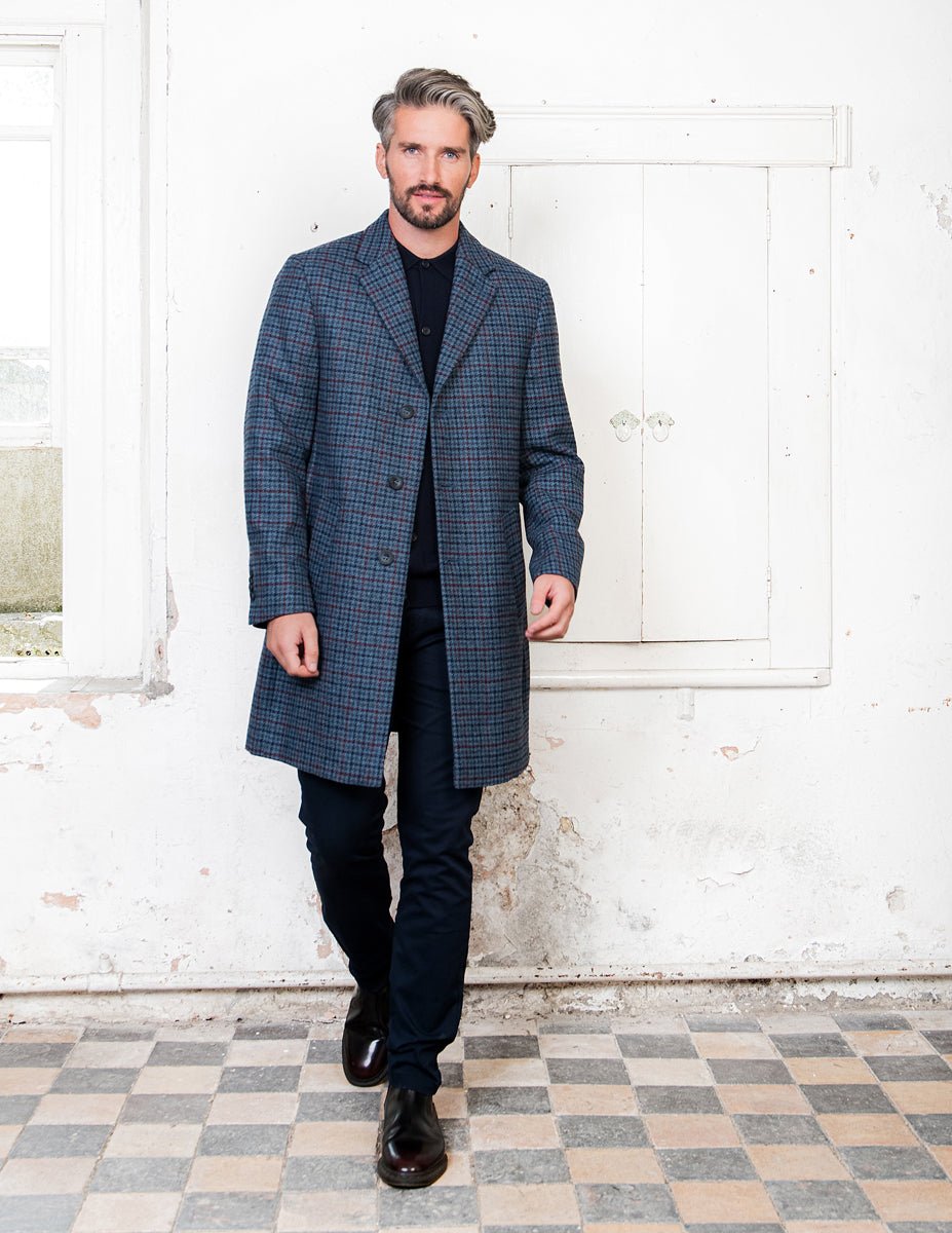 Jack Murphy Ireland - Owen Tweed Coat - Navy Hacking Check - Tweed