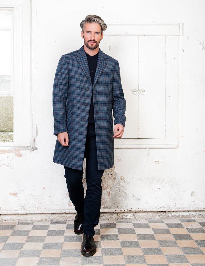 Jack Murphy Ireland - Owen Tweed Coat - Navy Hacking Check - Tweed