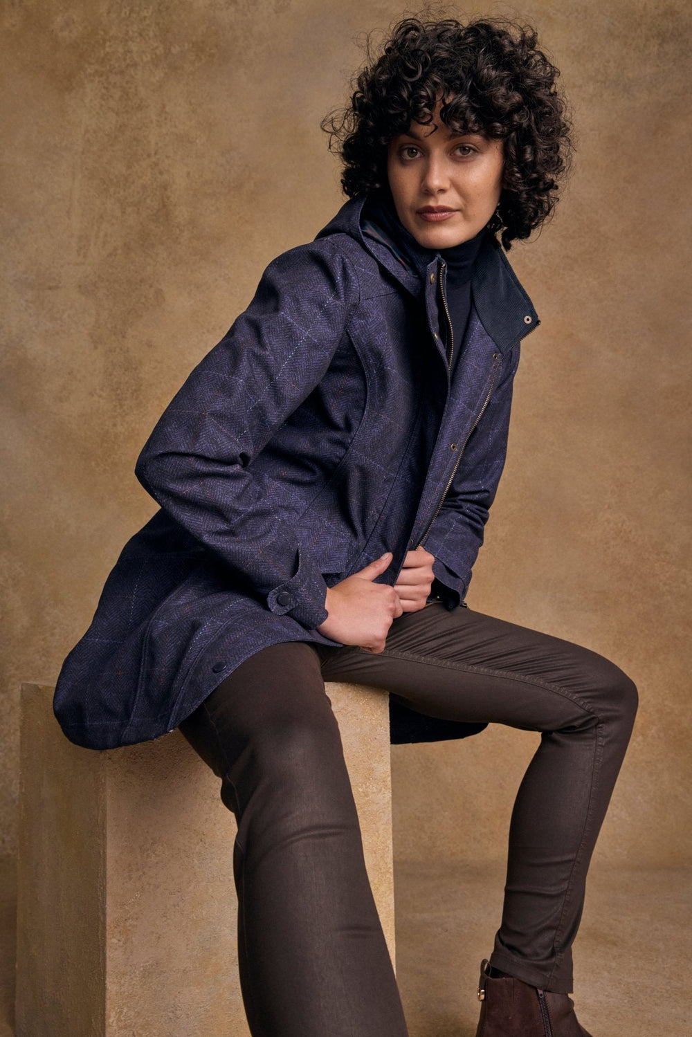 Jack Murphy Ireland - Sophia Waterproof Jacket - Navy Windowpane - Waterproof