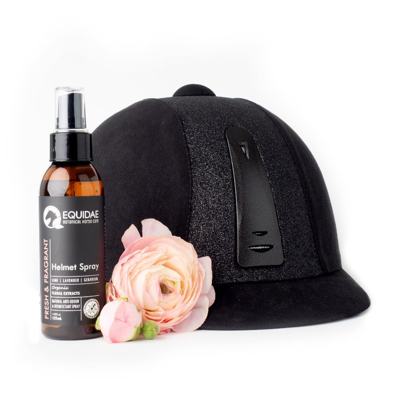 The FRESH & FRAGRANT Helmet Spray is derived from botanical ingredients and designed to not only FRESHEN UP BAD SMELLS but also eliminate the odour causing bacteria that built up in your helmet or boots.  The perfect solution to all stinky smelly helmets.  The perfect gift or all horse riders. Equidae Botanical Horse Care