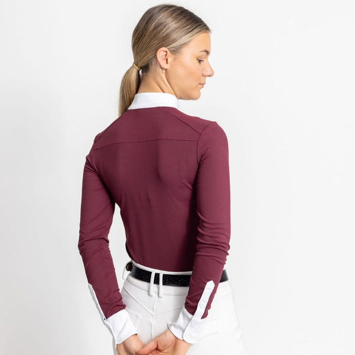 Timeless Long Sleeve Victus Equestrian Show Shirt-Merlot