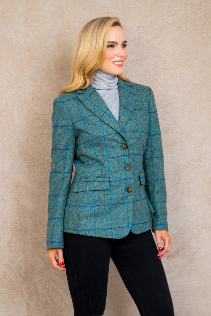 Jack Murphy Ireland - Tara Tweed Hacking Jacket - Light Teal Check - Tweed