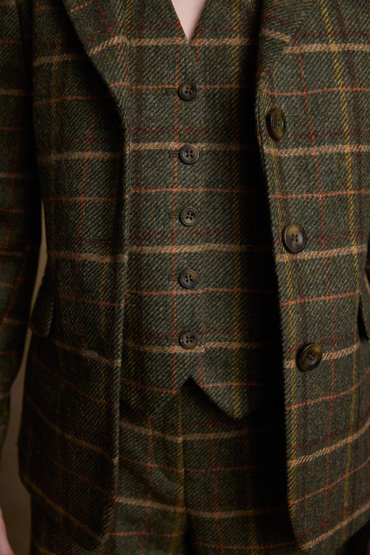 Jack Murphy Ireland - Heidi Tweed Waistcoat - Country Green Check - Tweed